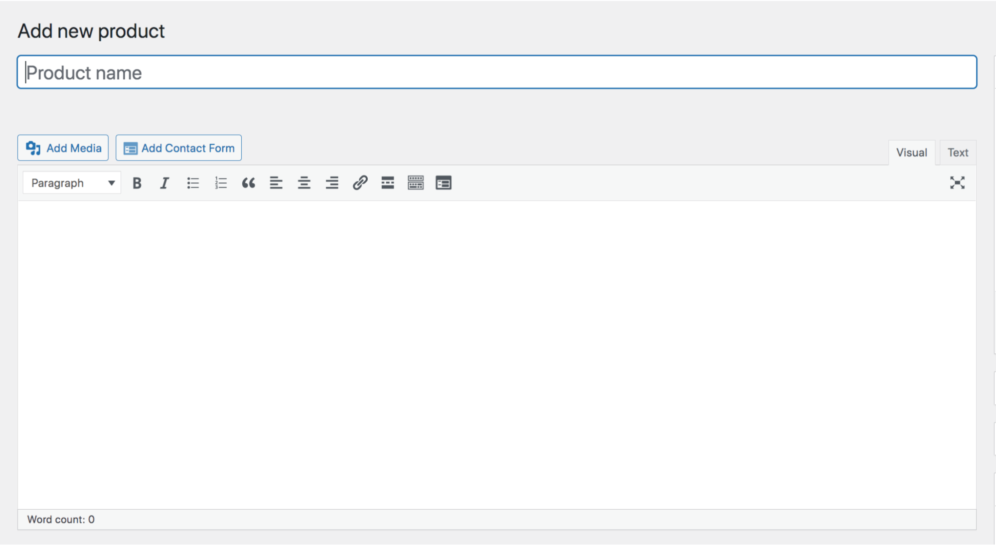 product name field in WooCommerce