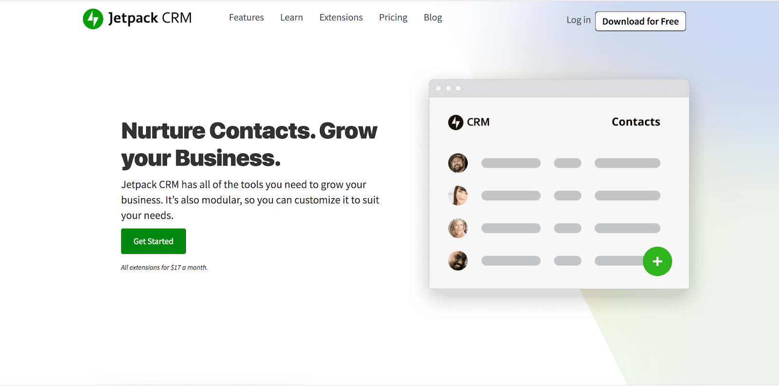 Jetpack CRM homepage