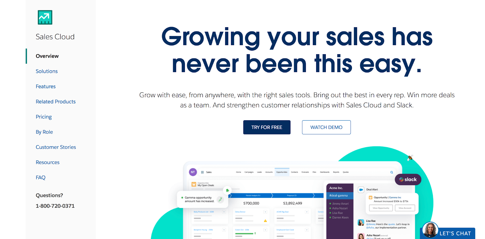 Salesforce Sales Cloud landing page
