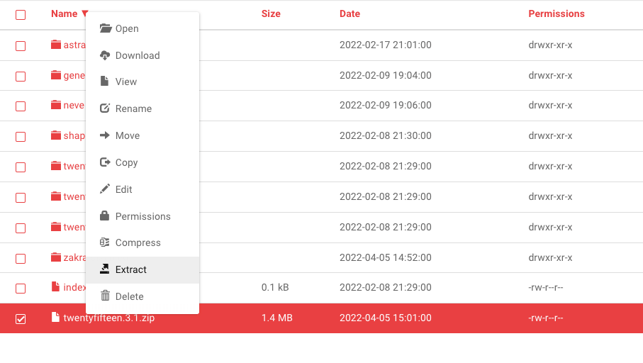 uploading a theme via cpanel