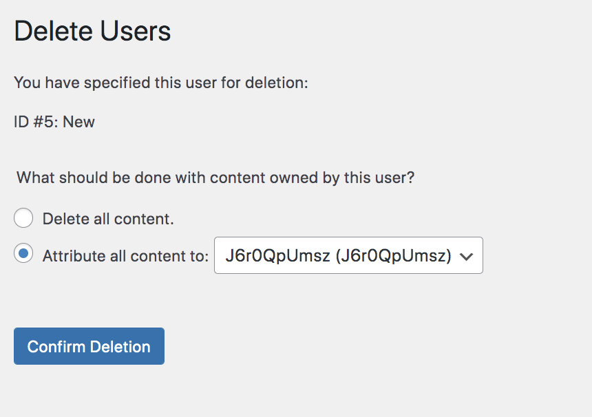 safely deleting a user in WordPress
