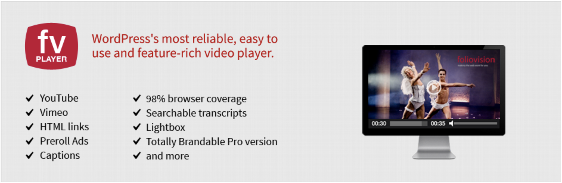 Flowplayer video homepage