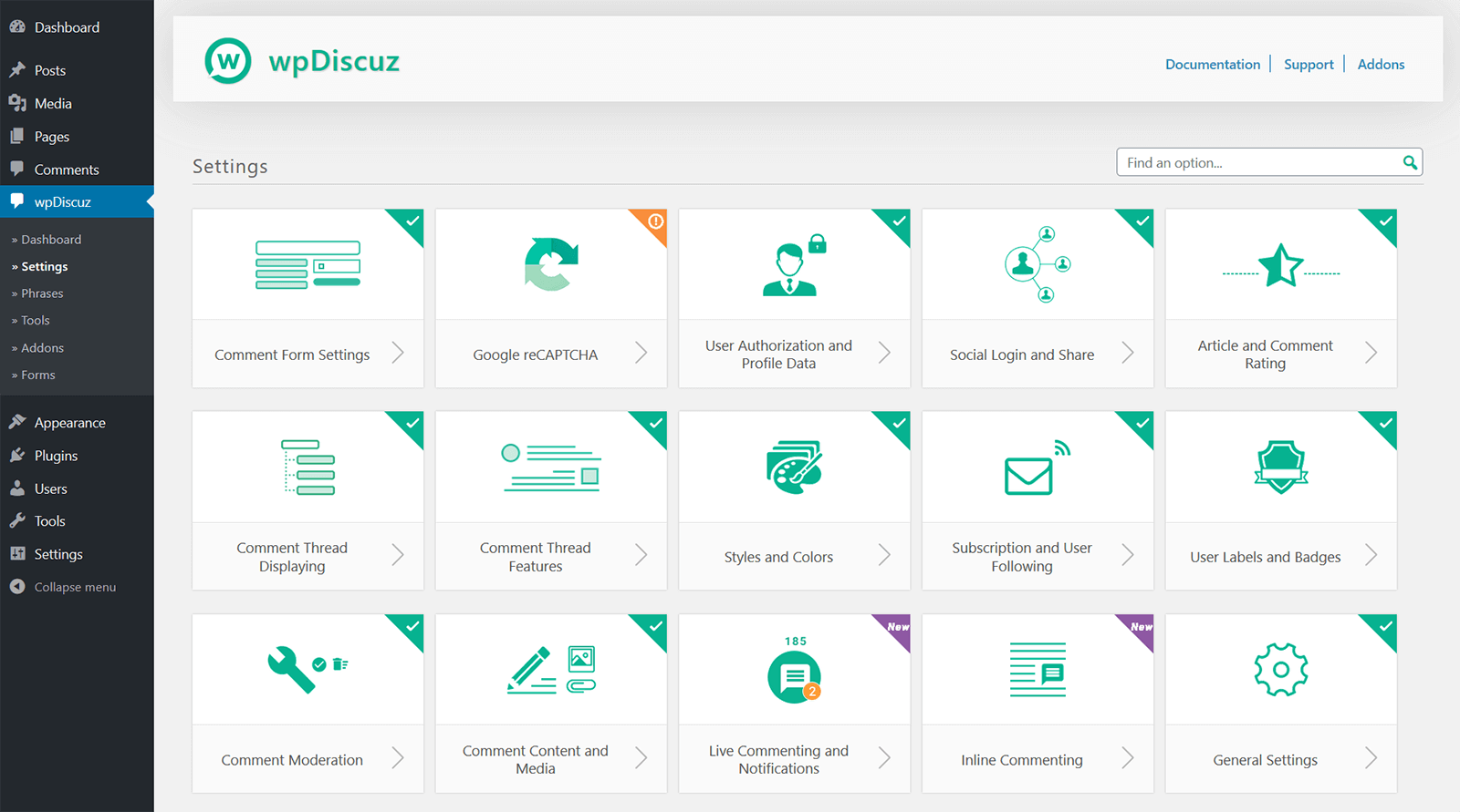 wpDiscuz plugin options 