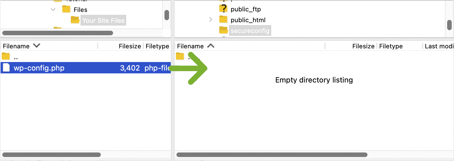 moving wp-config.php to the new directory