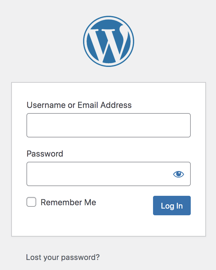 default WordPress login page