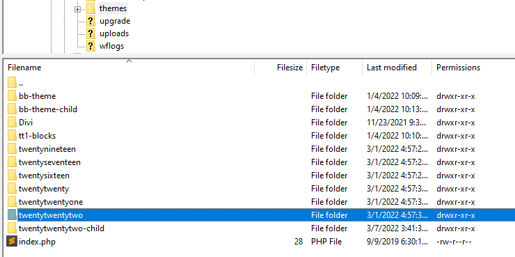 parent theme folder name
