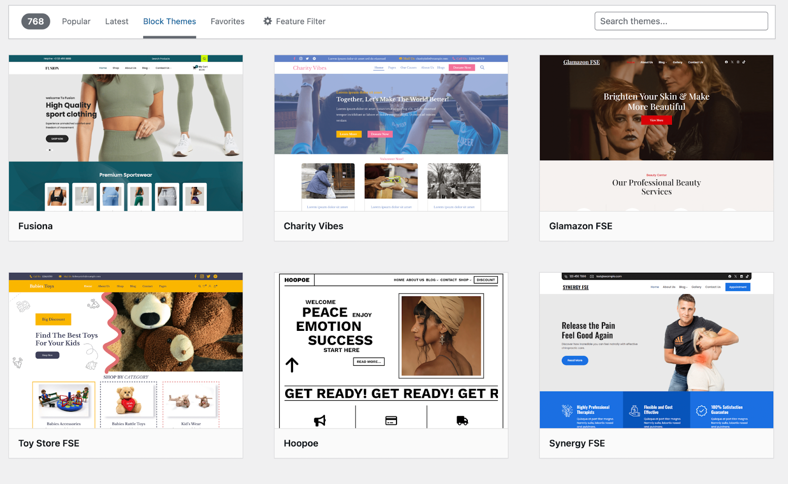 choosing a block theme