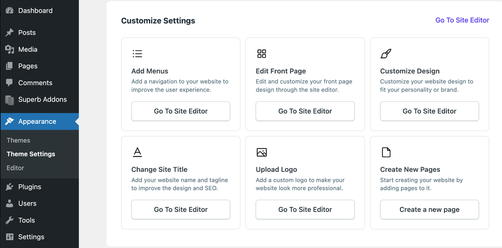 customizing theme settings