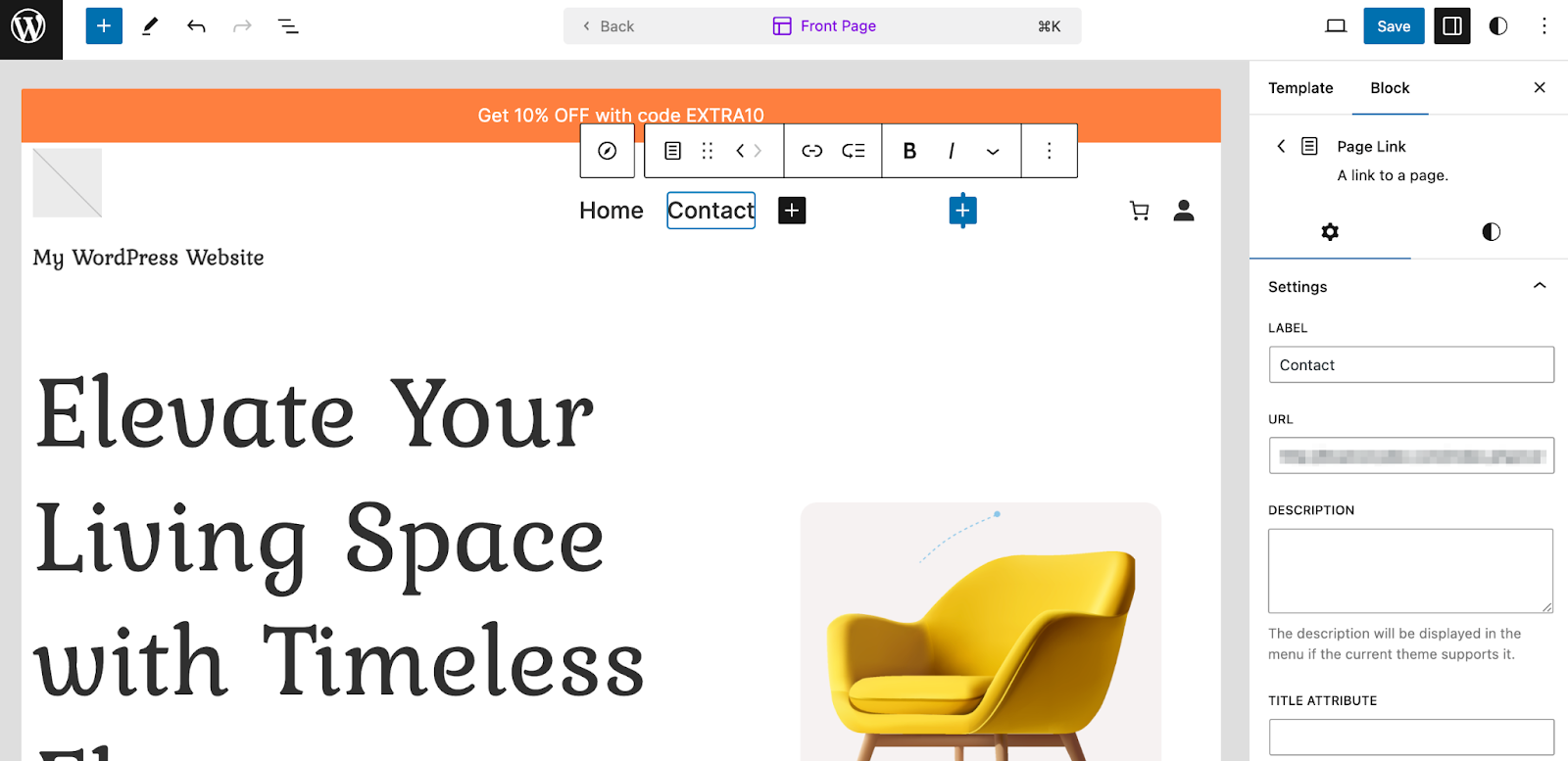 editing navigation menu items