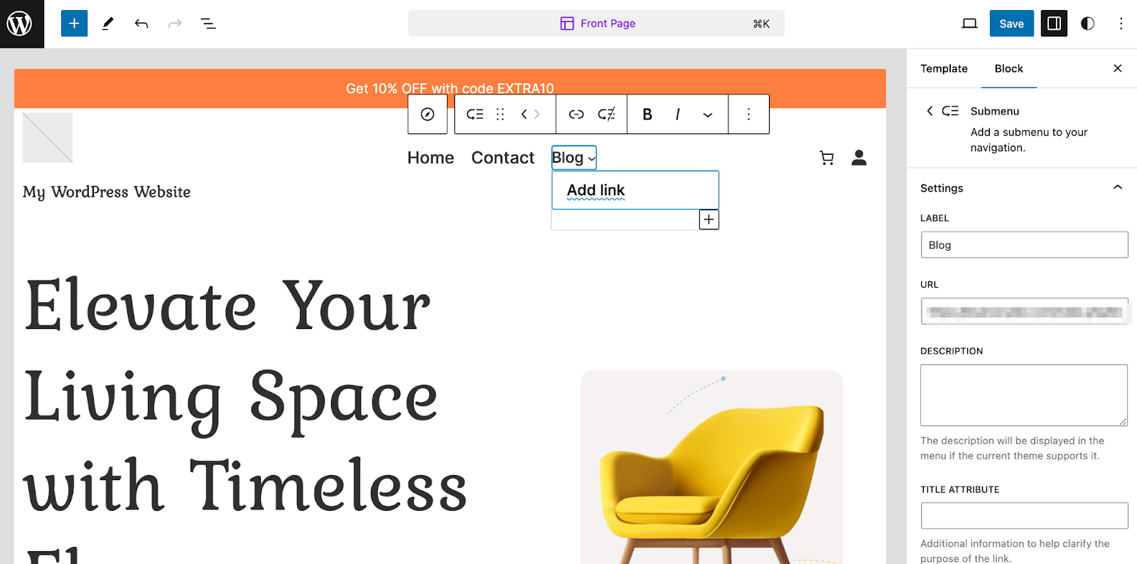 adding a sub-menu link