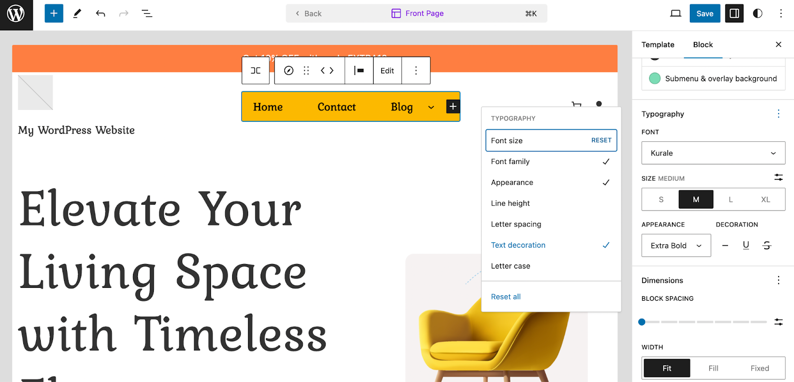 changing the navigation font size