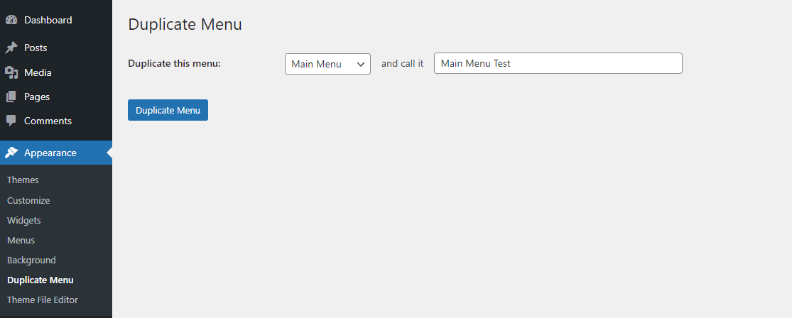 duplicate menu option