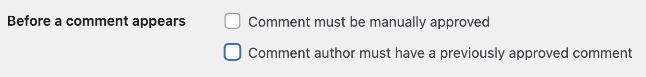 changing comment approval settings