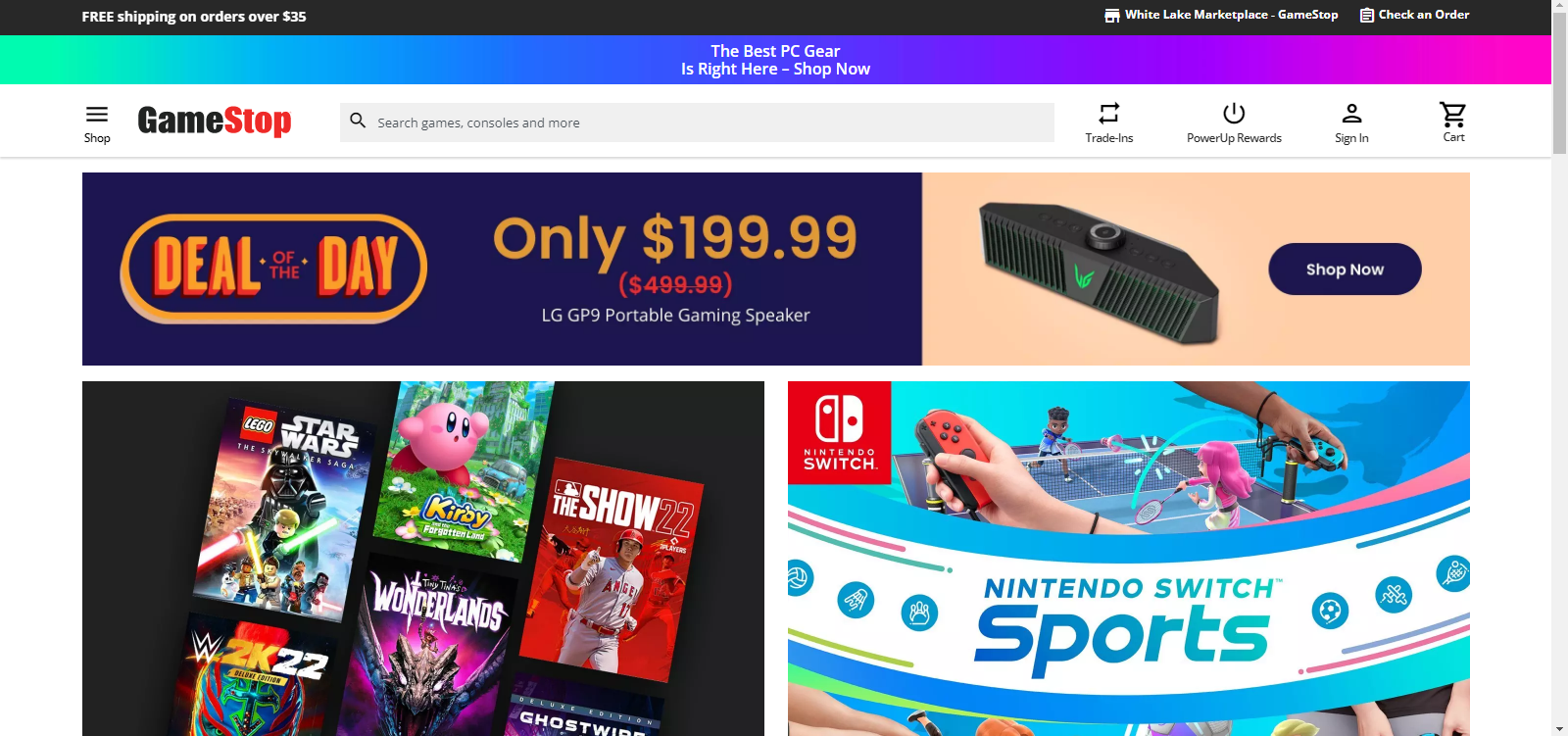 fully-loaded hompage of GameStop