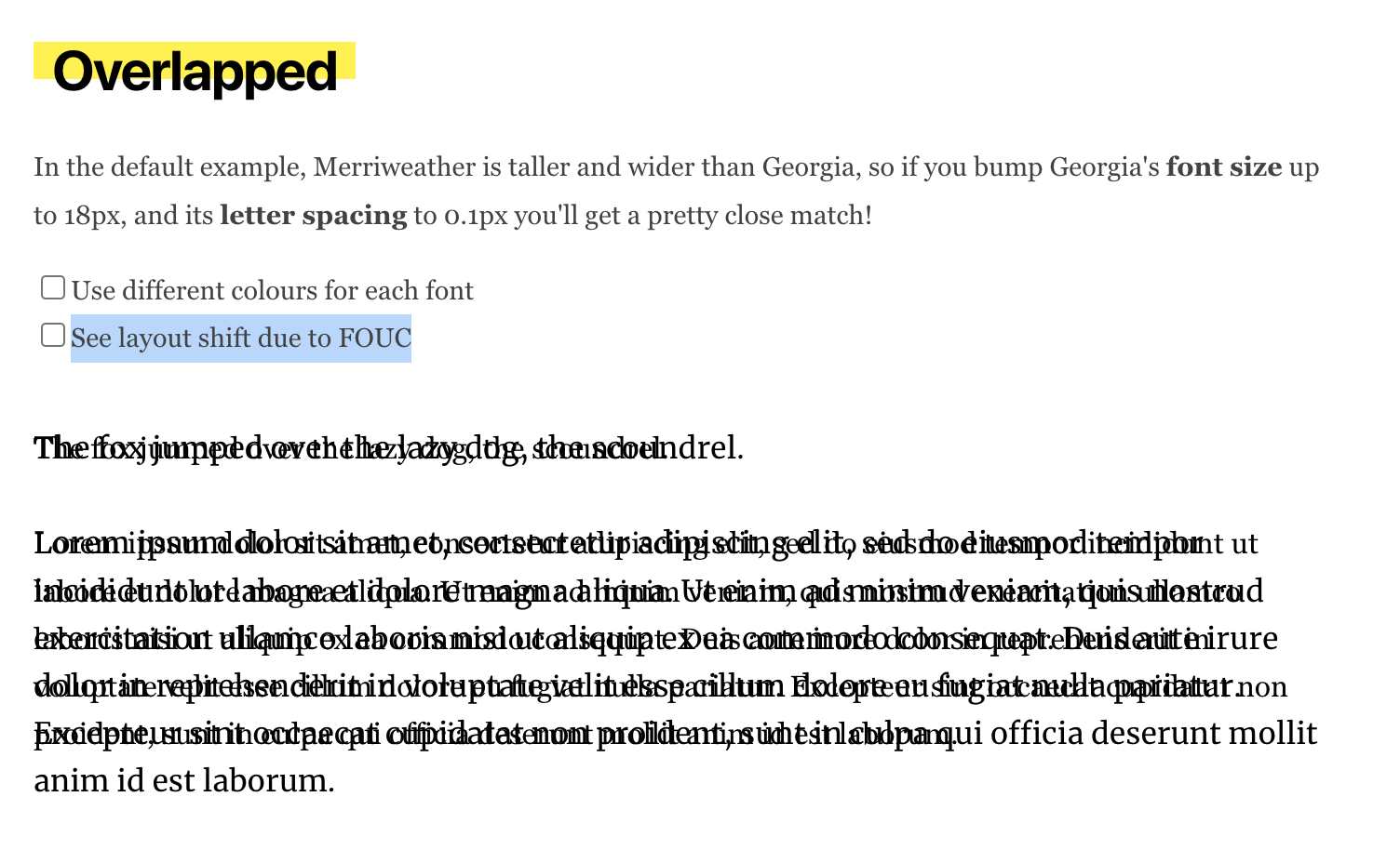 comparing two fonts on top of one another