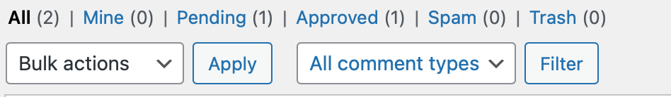 comment filters in WordPress