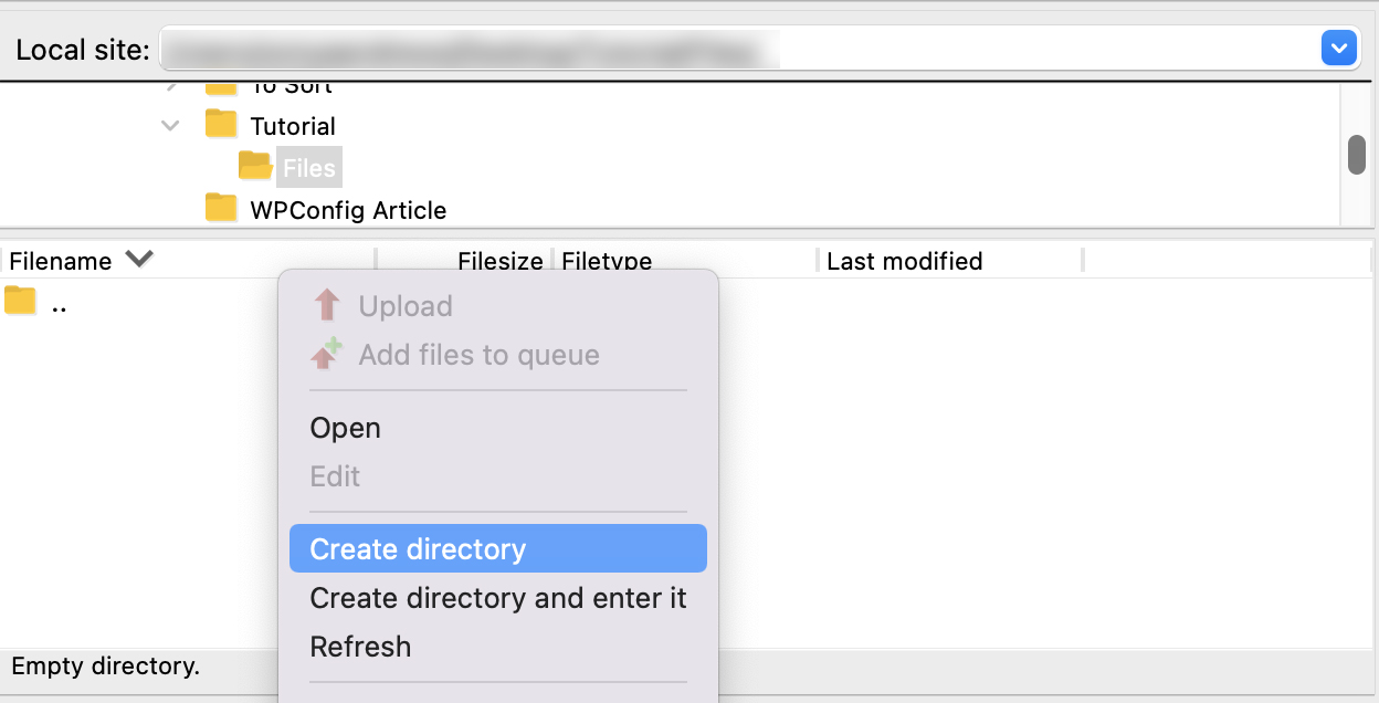 create directory selection