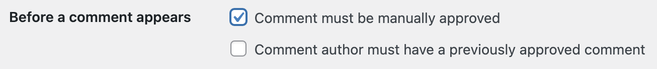 requiring manual comment approval