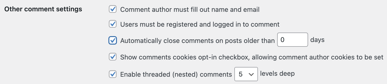 disabling comments on existing posts