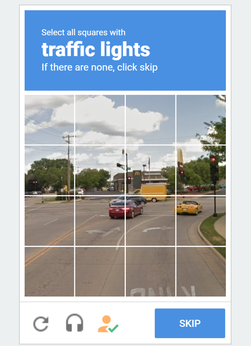 example of a CAPTCHA with picturese