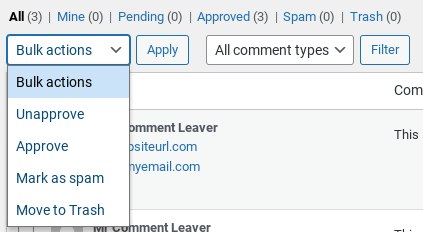 managing WordPress comments in bulk