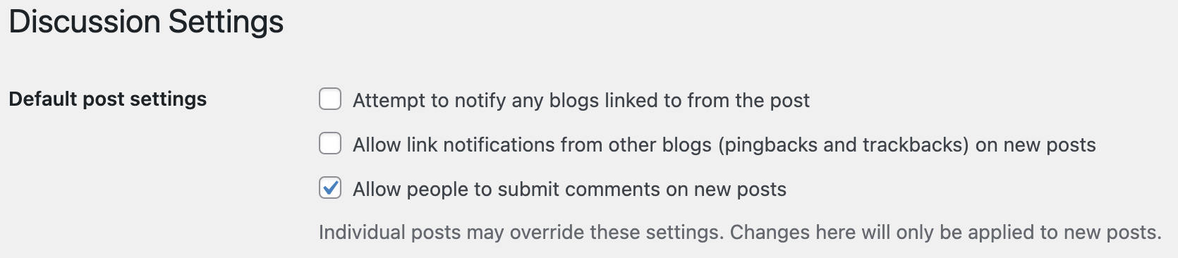 turning on comments in WordPress