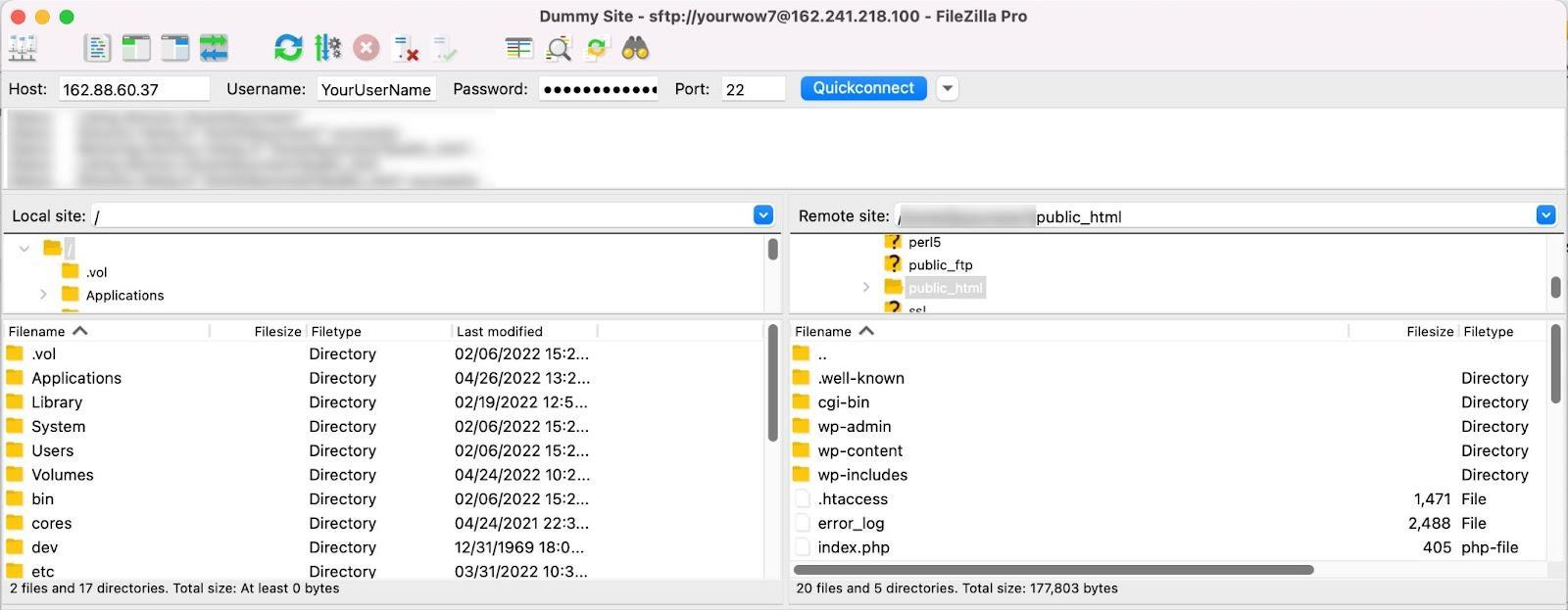 finding the public_html folder in Filezilla
