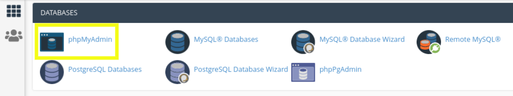 finding phpMyAdmin in cpanel