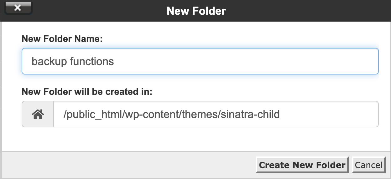 making a cpanel backup of the functions.php file