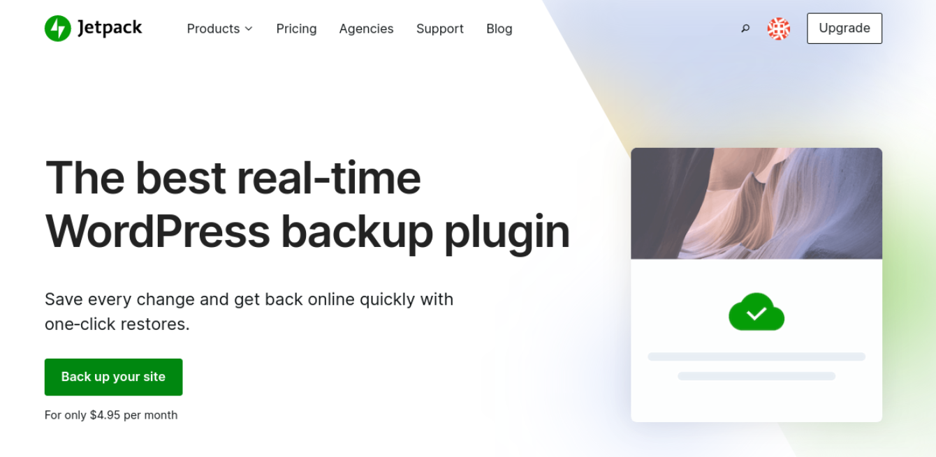 Jetpack Backup homepage