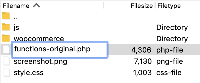 renaming the functions.php file