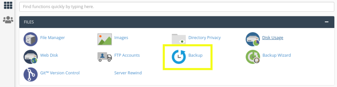 finding backups in cpanel