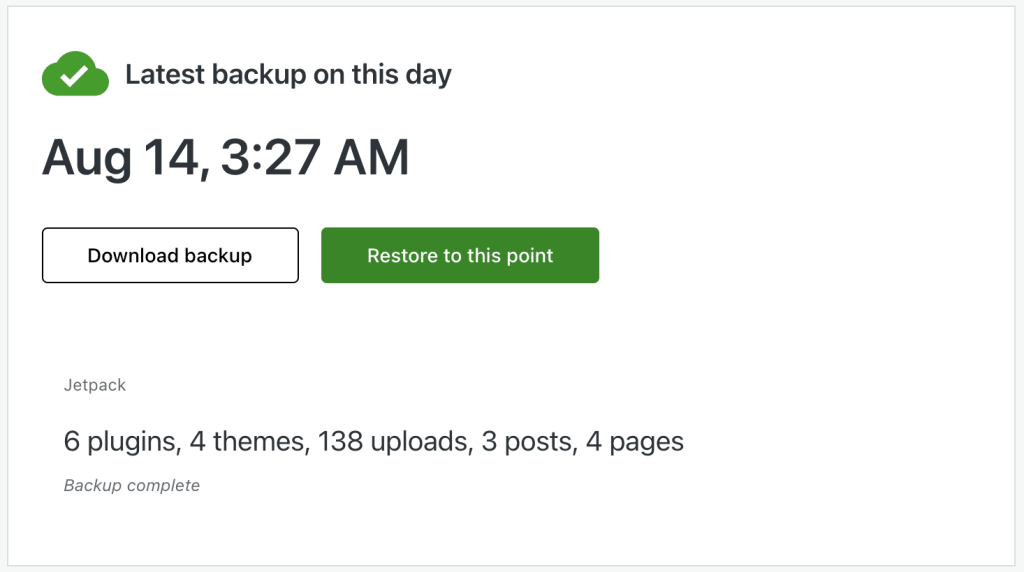 restoring a backup to specific day with Jetpack