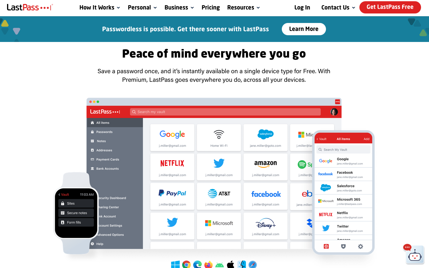 Página de inicio de LastPass