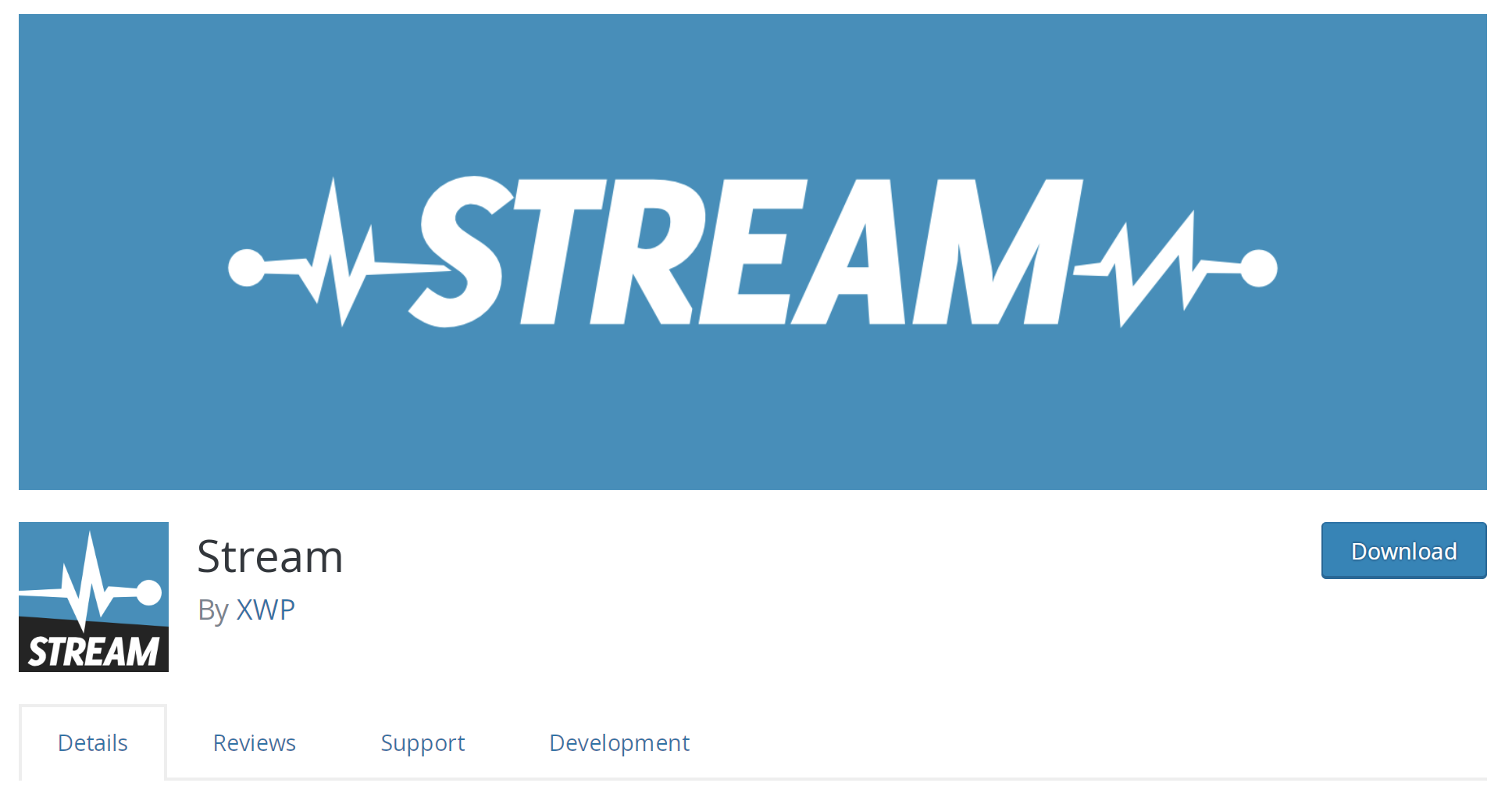 Stream plugin page with a blue banner