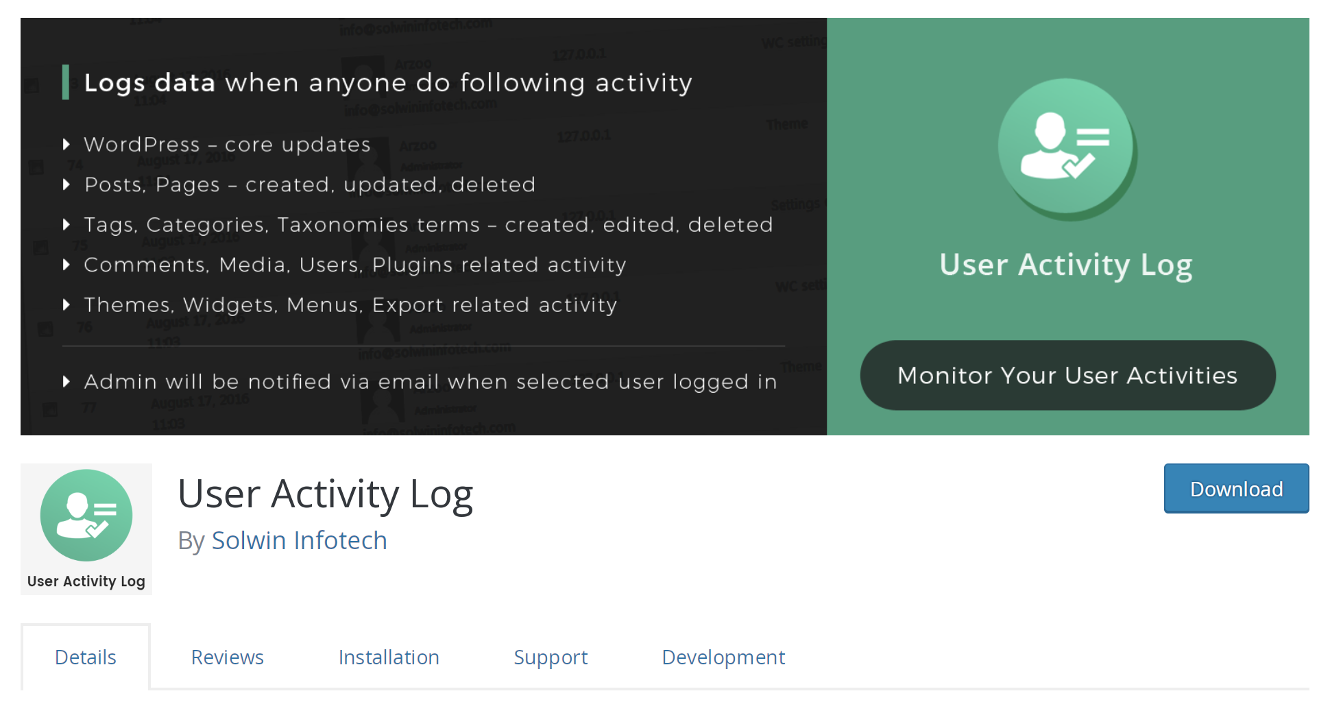 the User Activity Log plugin in the WordPress repository