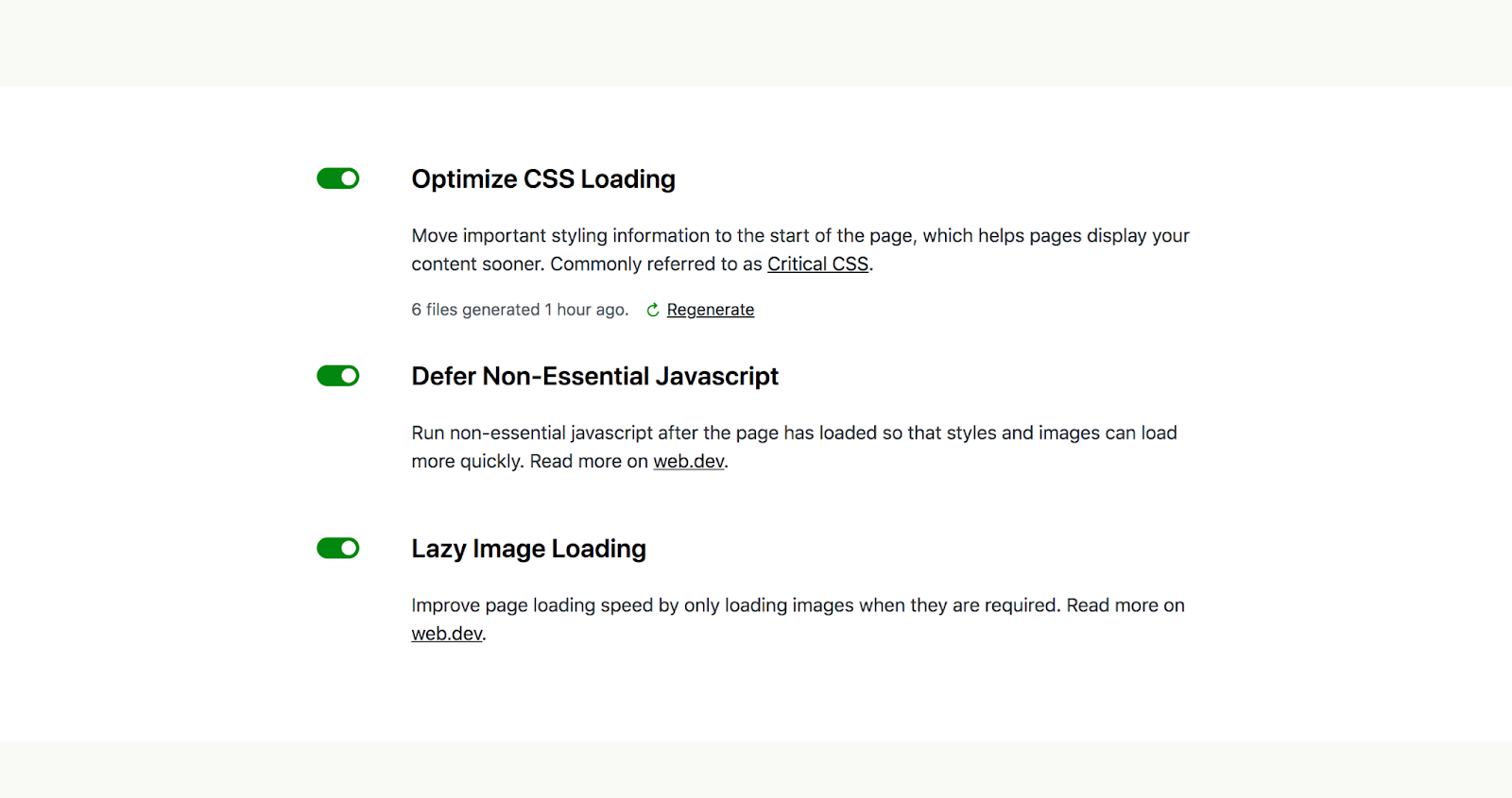 Jetpack Boost settings