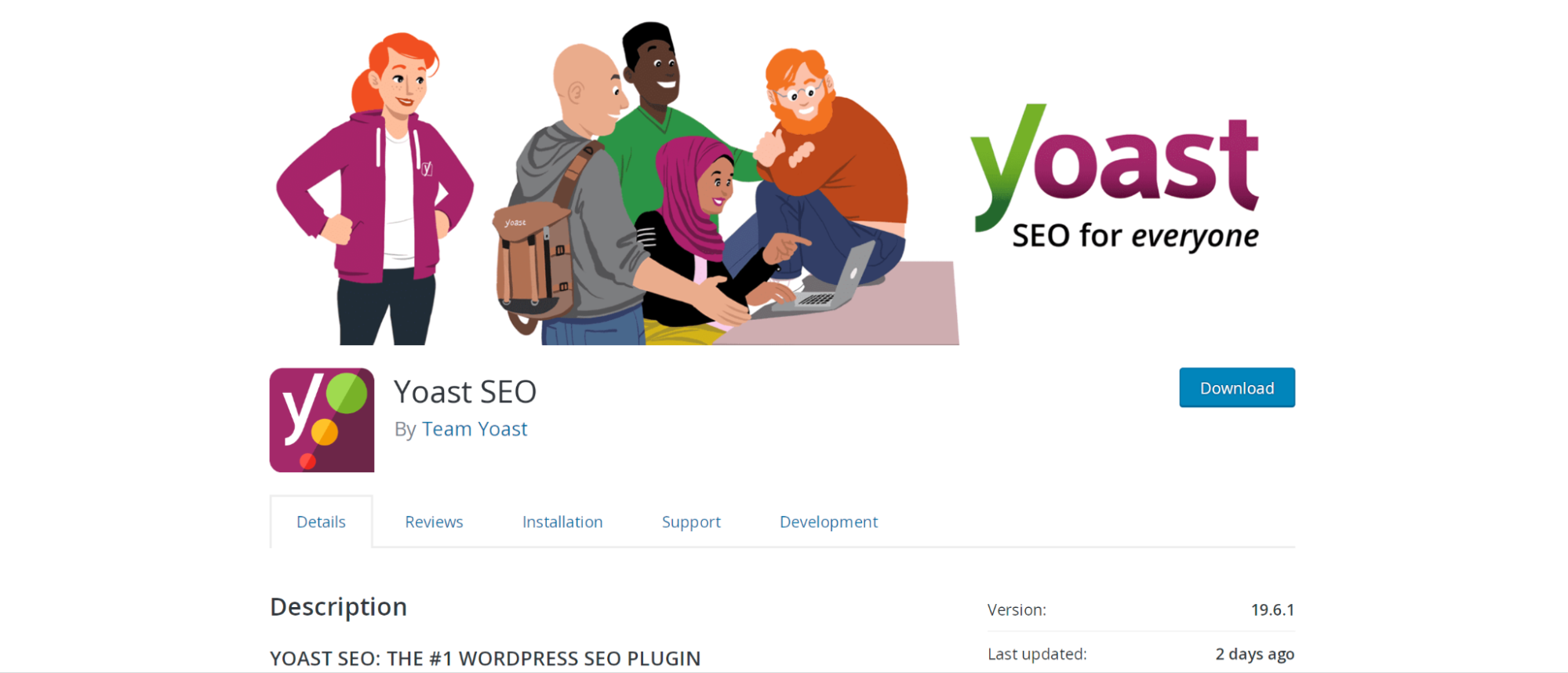 Yoast SEO plugin page in the WordPress repository
