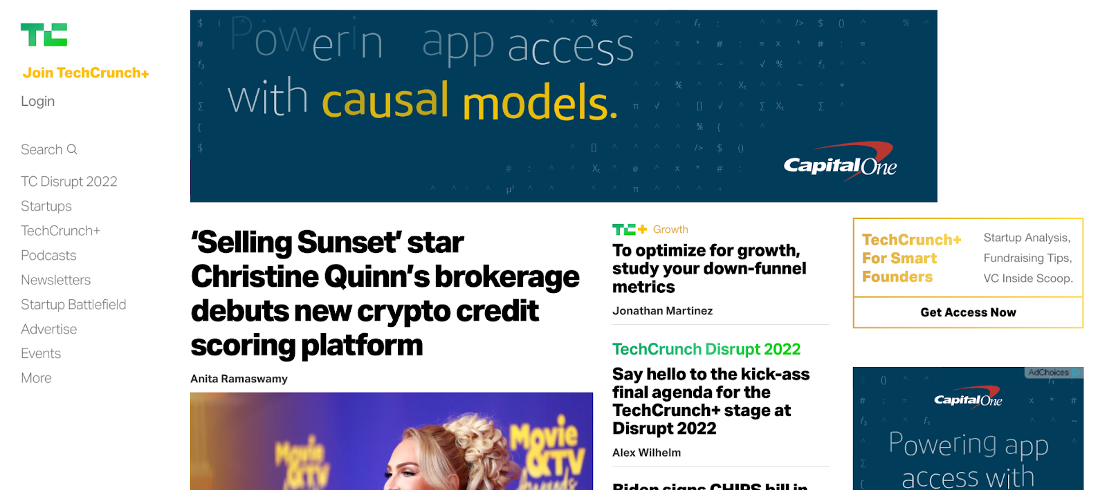 TechCrunch website built with WordPress