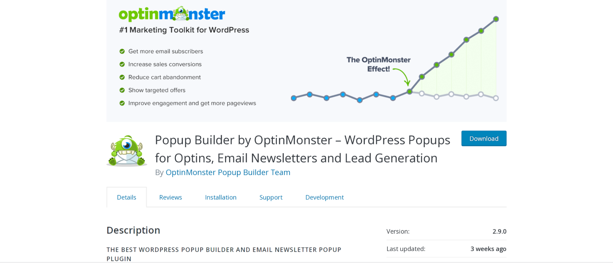 OptinMonster plugin page in the WordPress repository