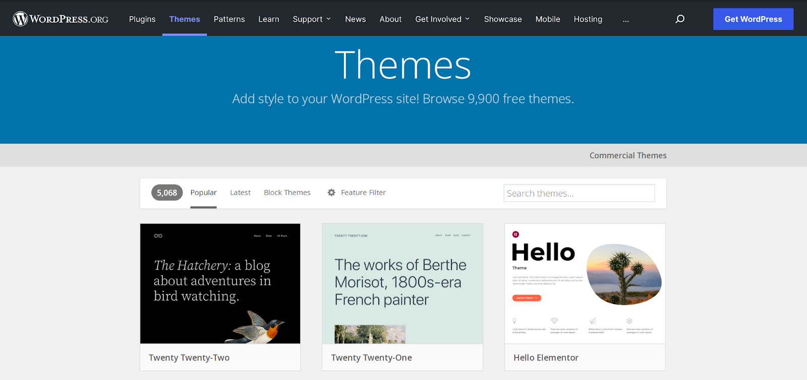 WordPress theme library