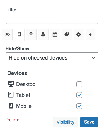 options to hide a widget on specific devices