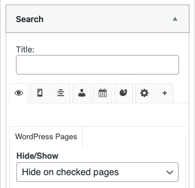 settings available with the Widget Options plugin