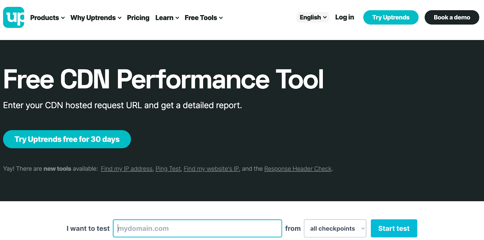 CDN performance tool for testing site uptime