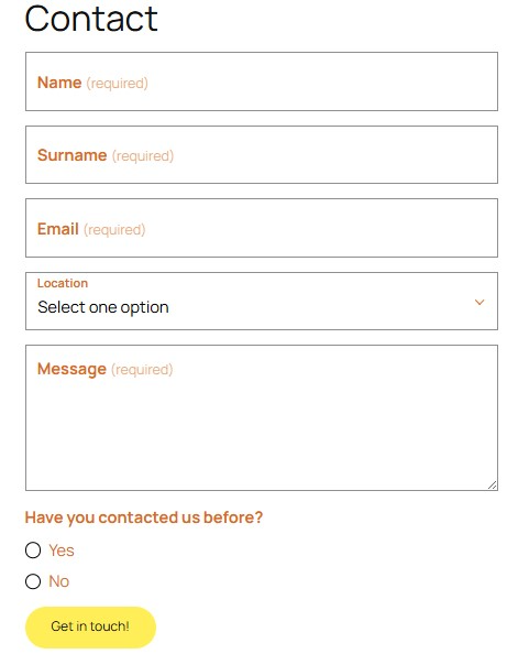 previewing the contact form