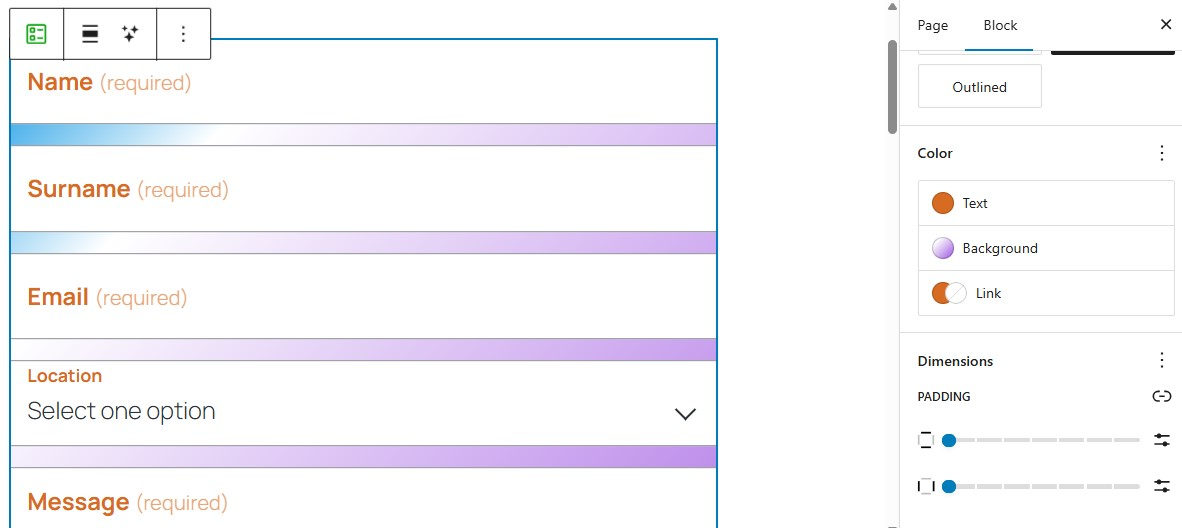 managing gradients in WordPress