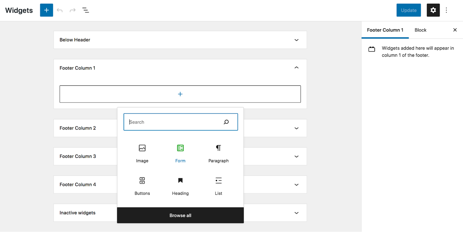 adding the form to the footer