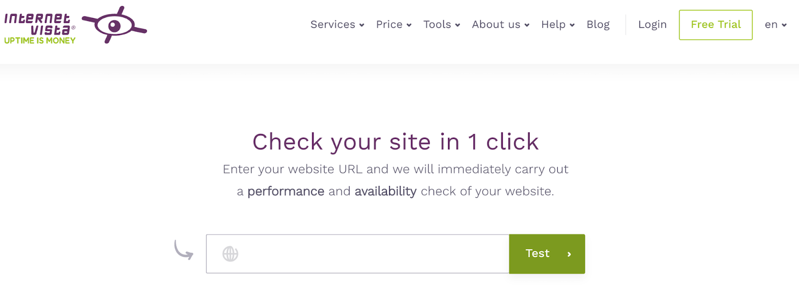 Internet Vista one-click uptime check