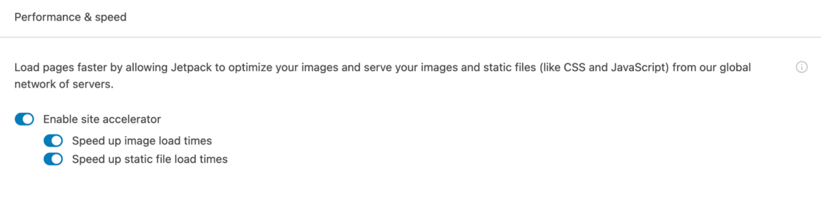 settings for Jetpack's CDN tool