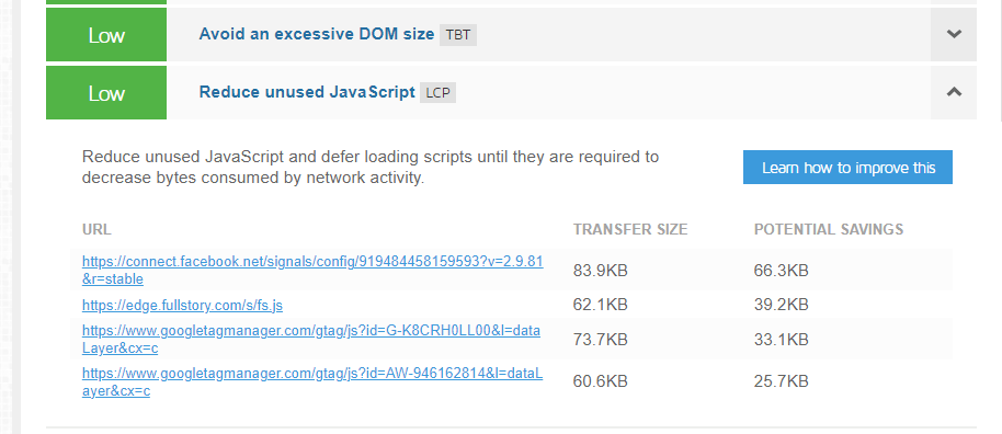 list of unused JavaScript files on a site